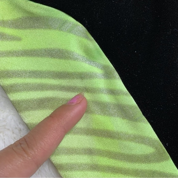 GK Elite Girl's Gymnastic Dance Leotard Black Green Neon Zebra Print Size AM - Picture 9 of 14